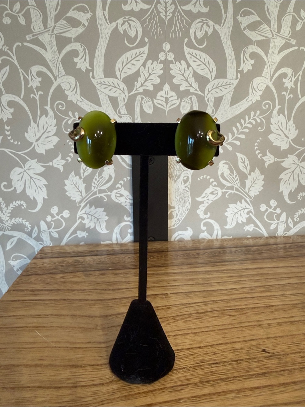 Whiting & Davis Cat’s Eye Clip Earrings